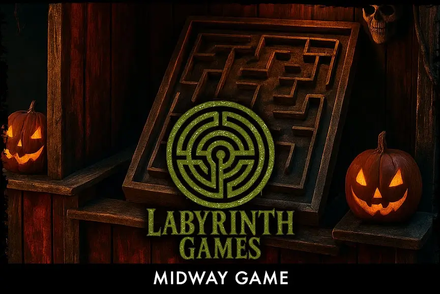 Labyrinth Games midway wooden maze challenge at Scaregrounds PDX in Portland